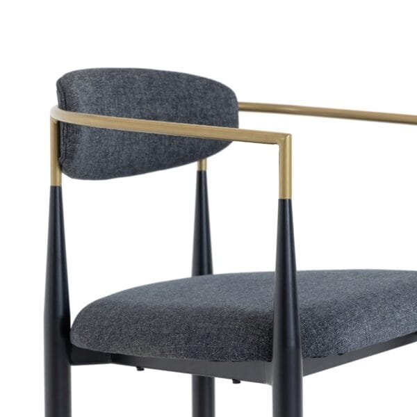 Modrest Buchtel - Mid-Century Modern Dark Grey + Gold Arm + Black Counter Chair - Image 4