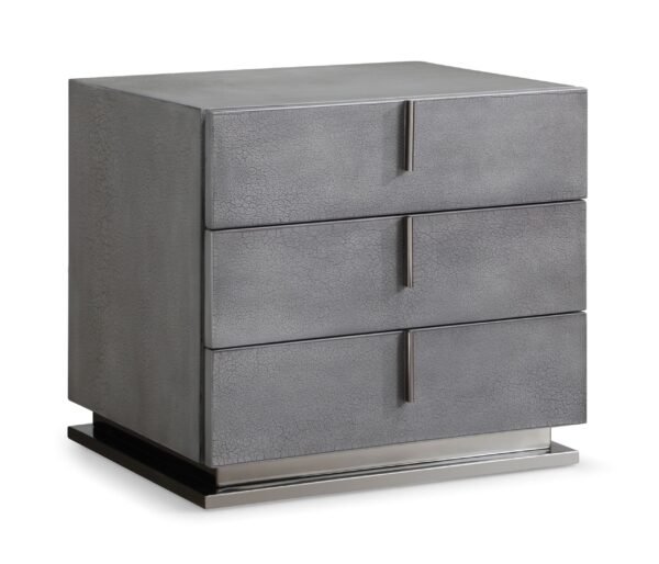 Modrest Buckley Modern Cracked Grey 3-Drawer Nightstand