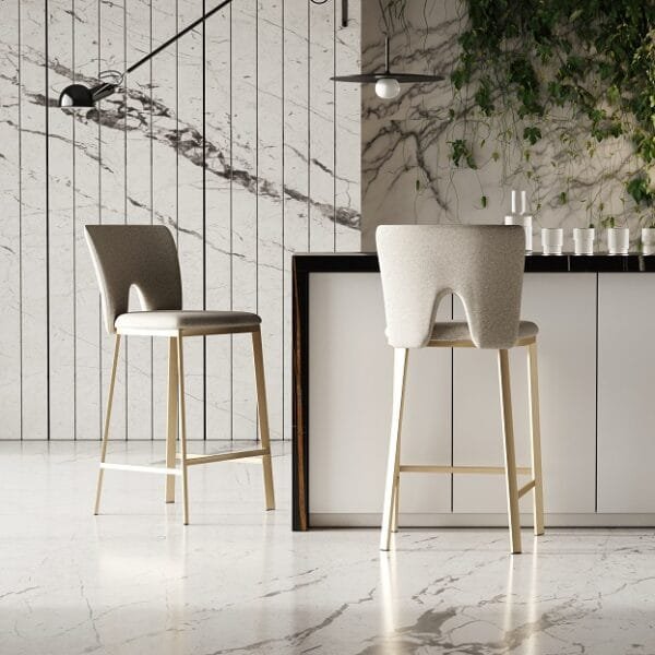 Modrest Burton - Contemporary Beige + Brass Counter Stool Set of Two - Image 4