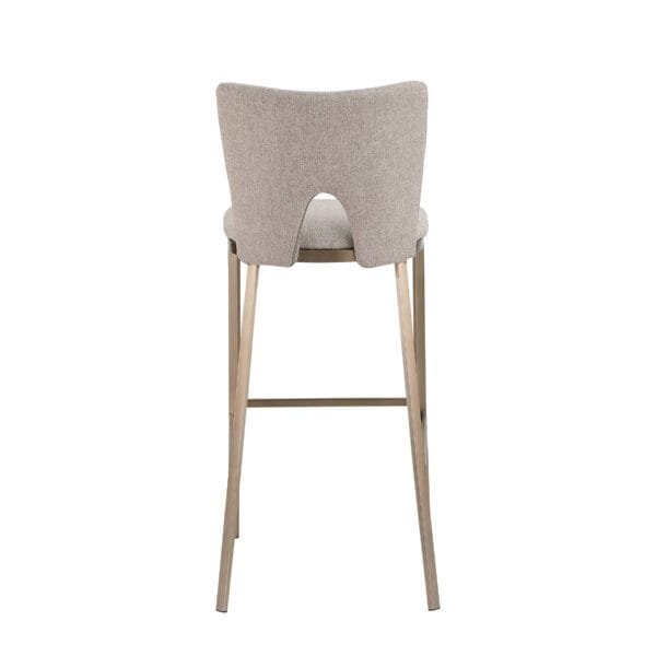 Modrest Burton - Glam Greige Fabric + Brass Bar Stool (Set of 2) - Image 2