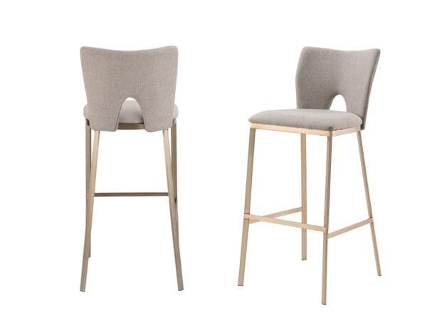 Modrest Burton - Glam Greige Fabric + Brass Bar Stool (Set of 2) - Image 4