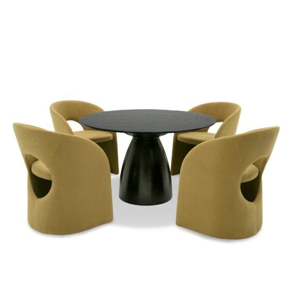 Modrest Calexico - Contemporary Black Wave Glass Round Dining Table - Image 2