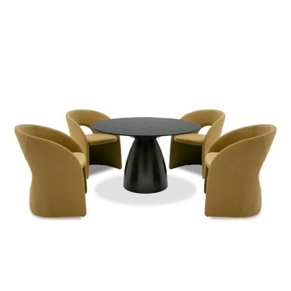 Modrest Calexico - Contemporary Black Wave Glass Round Dining Table - Image 3