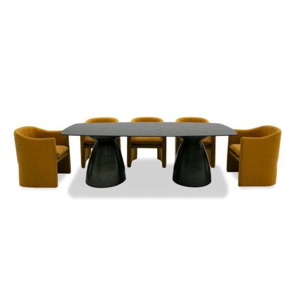 Modrest Calexico - Contemporary Black Wave Glass Rectangular Dining Table - Image 4