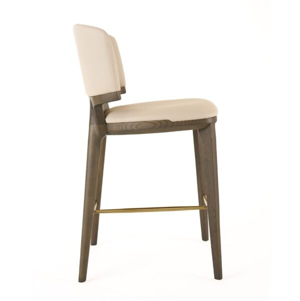 Modrest Calvary - Mid-Century Modern Beige Vegan Leather + Grey Ash Counter Chair - Image 3