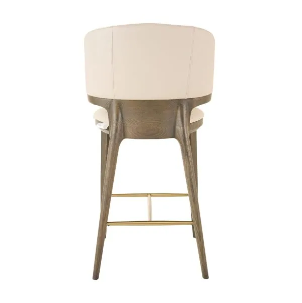 Modrest Calvary - Mid-Century Modern Beige Vegan Leather + Grey Ash Counter Chair - Image 4