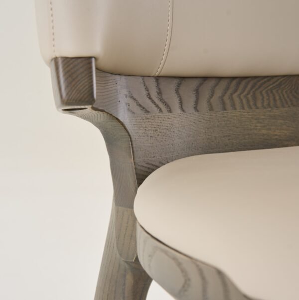 Modrest Calvary - Mid-Century Modern Beige Vegan Leather + Grey Ash Counter Chair - Image 5