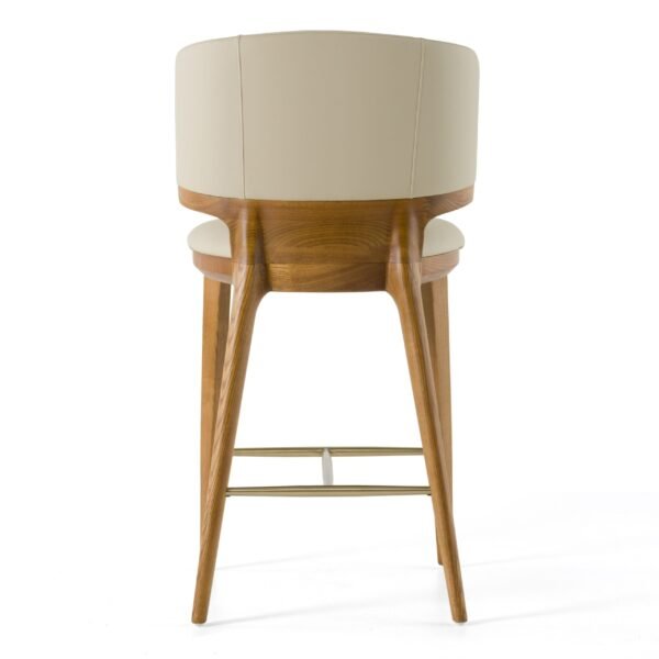 Modrest Calvary - Mid-Century Modern Beige Vegan Leather + Walnut Counter Chair - Image 3