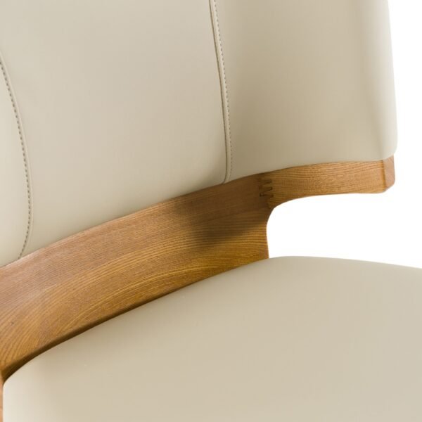 Modrest Calvary - Mid-Century Modern Beige Vegan Leather + Walnut Counter Chair - Image 4