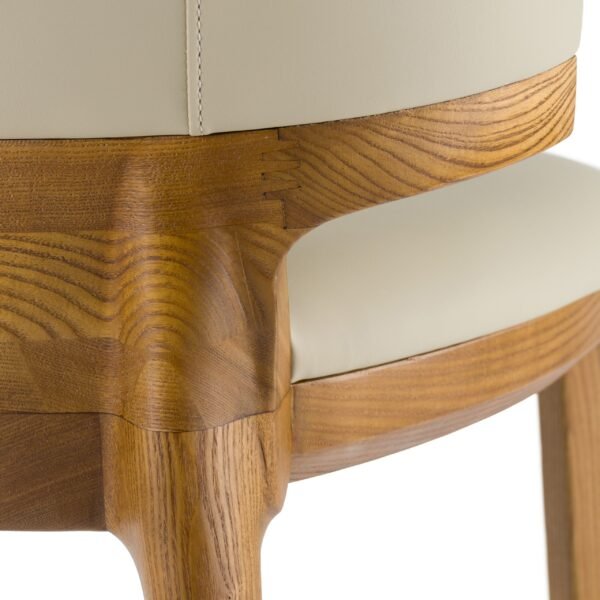 Modrest Calvary - Mid-Century Modern Beige Vegan Leather + Walnut Counter Chair - Image 5