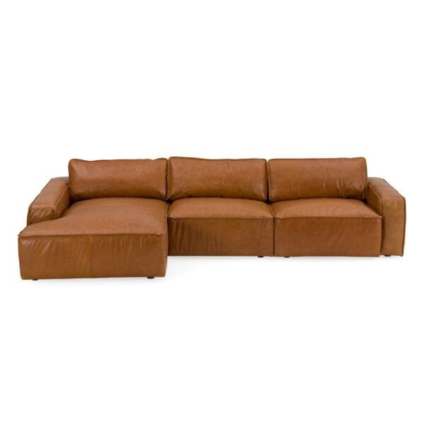 Modrest Cambria - Modern LAF Cognac Leather Sectional Sofa - Image 2