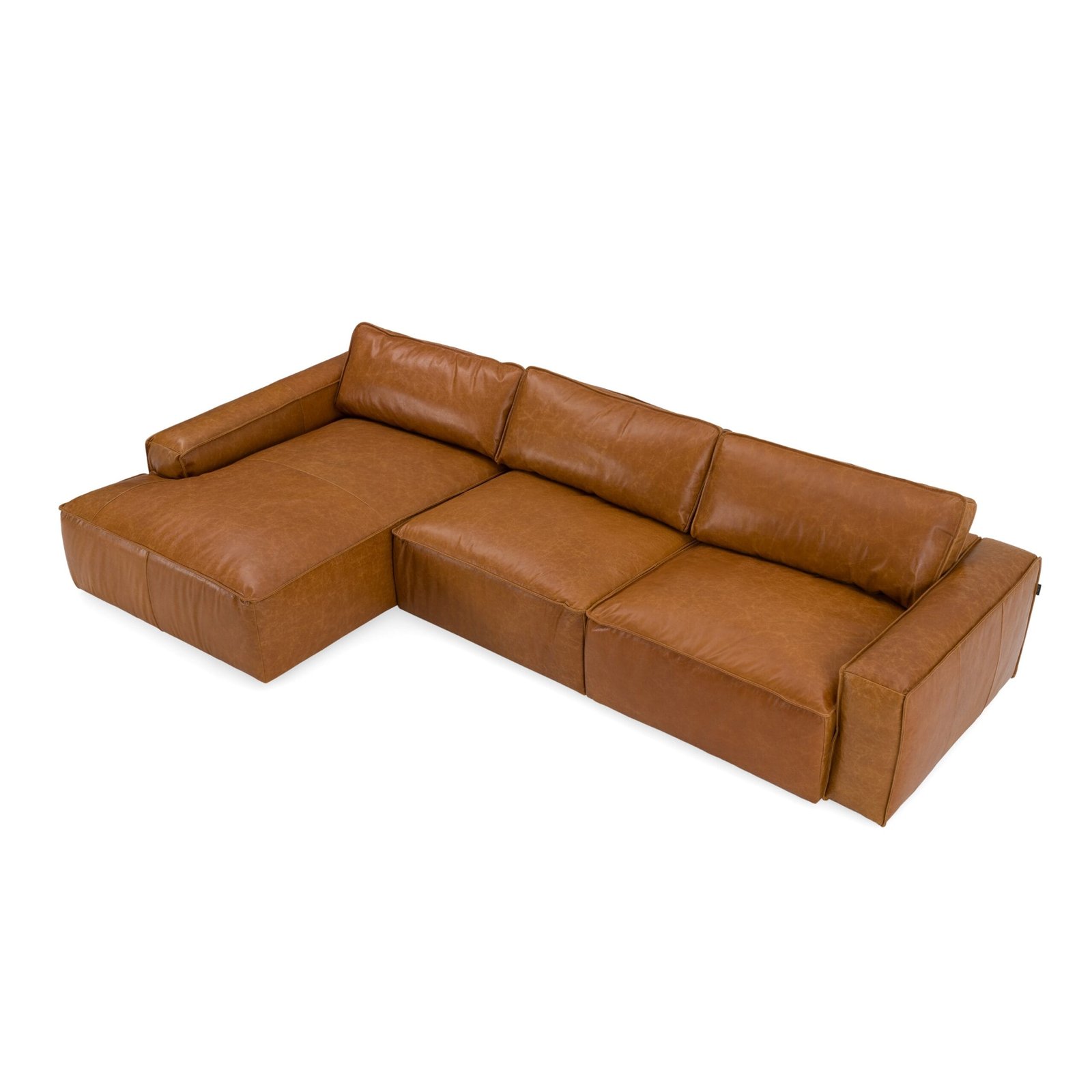 Modrest Cambria - Modern LAF Cognac Leather Sectional Sofa 4 Modrest Cambria - Modern LAF Cognac Leather Sectional Sofa - Image 4