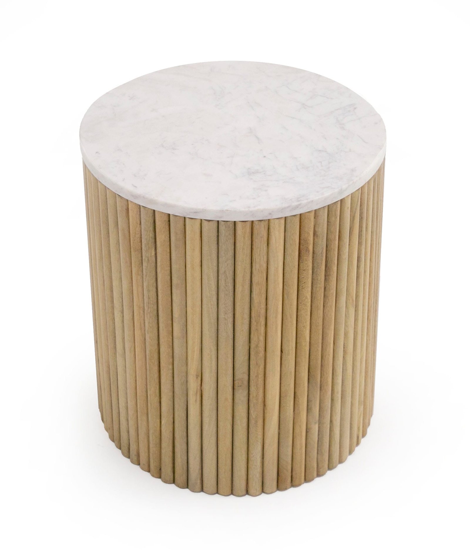 Modrest - Cambridge White Marble & Mango Round End Table 1 Modrest - Cambridge White Marble & Mango Round End Table