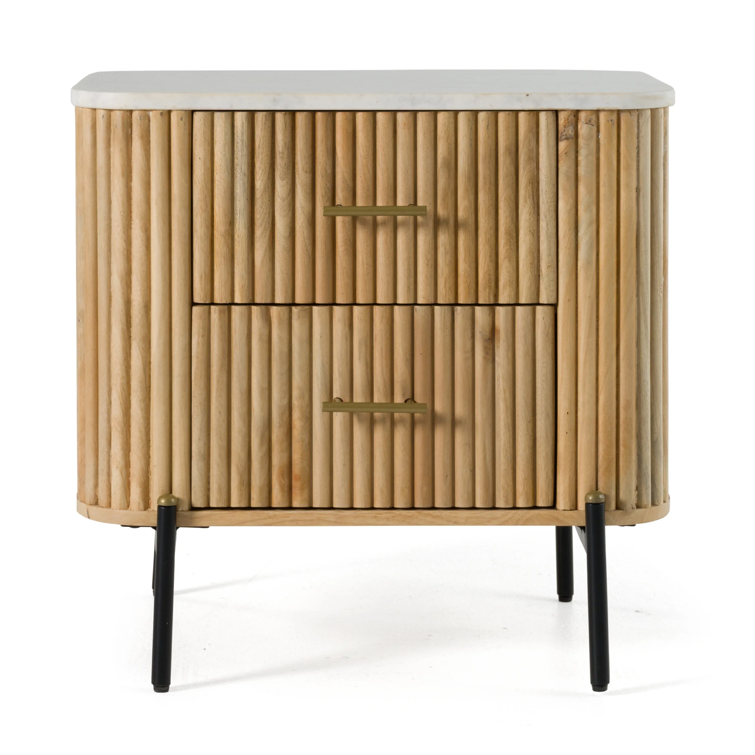 Modrest - Cambridge White Marble & Mango 2 Drawer Nightstand - Image 4