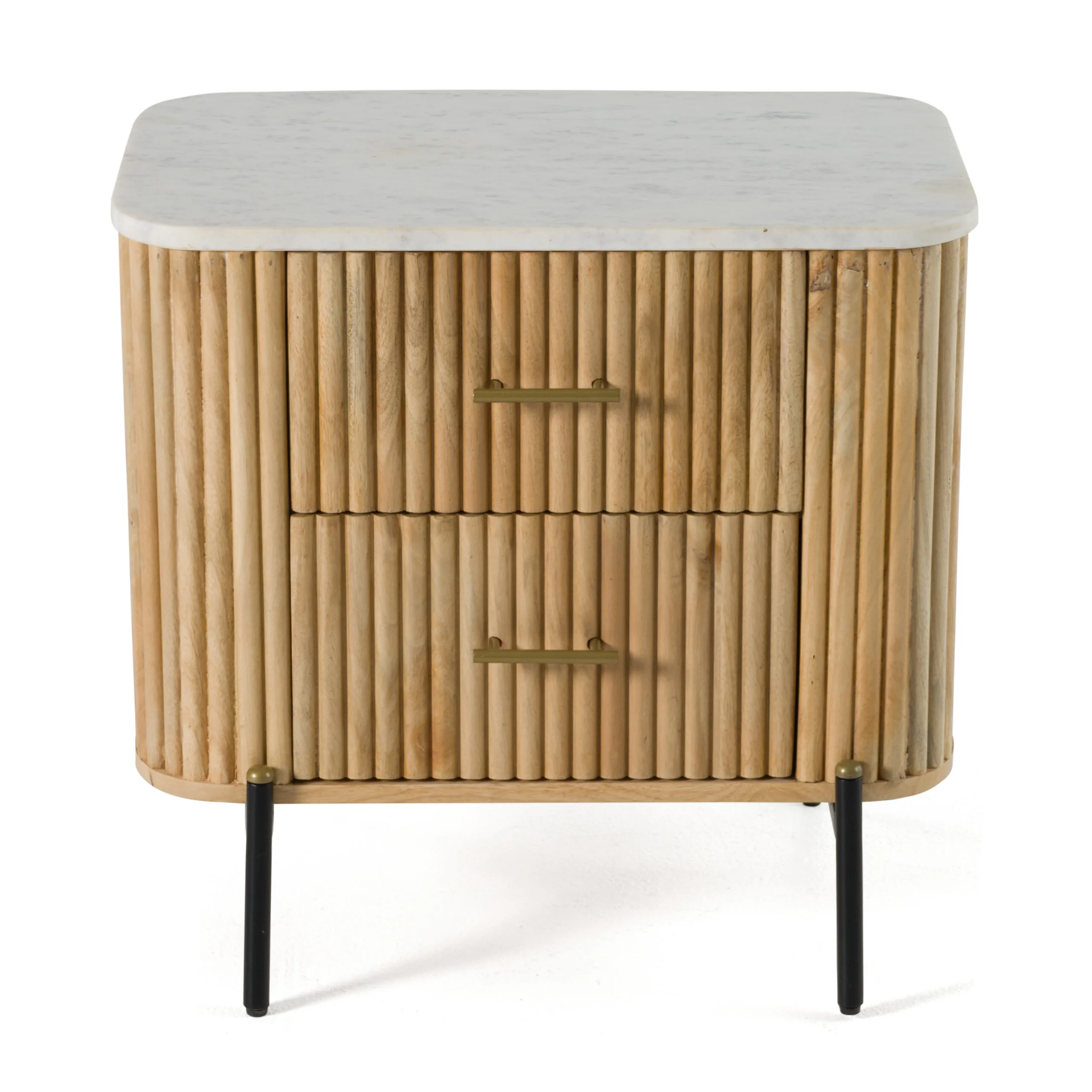 Modrest - Cambridge White Marble & Mango 2 Drawer Nightstand - Image 5