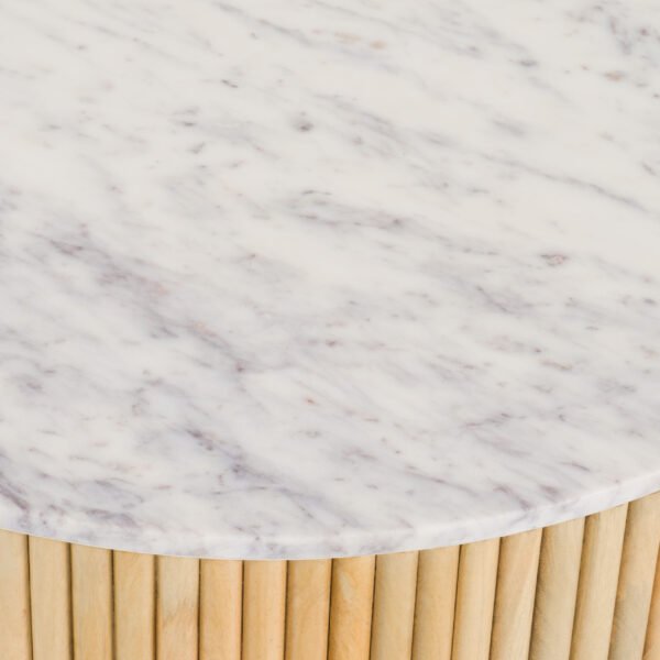 Modrest - Cambridge White Marble & Mango Round Coffee Table - Image 3