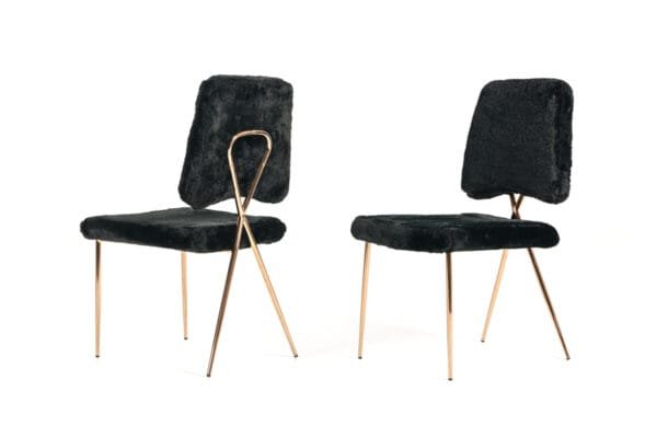 Candace - Modern Black Faux Fur Dining Chair (Set of 2) - Image 2