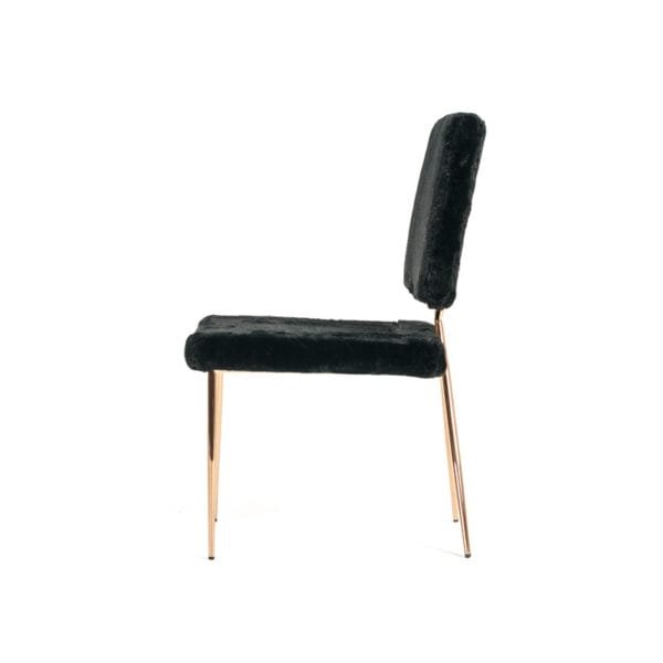 Candace - Modern Black Faux Fur Dining Chair (Set of 2) - Image 3