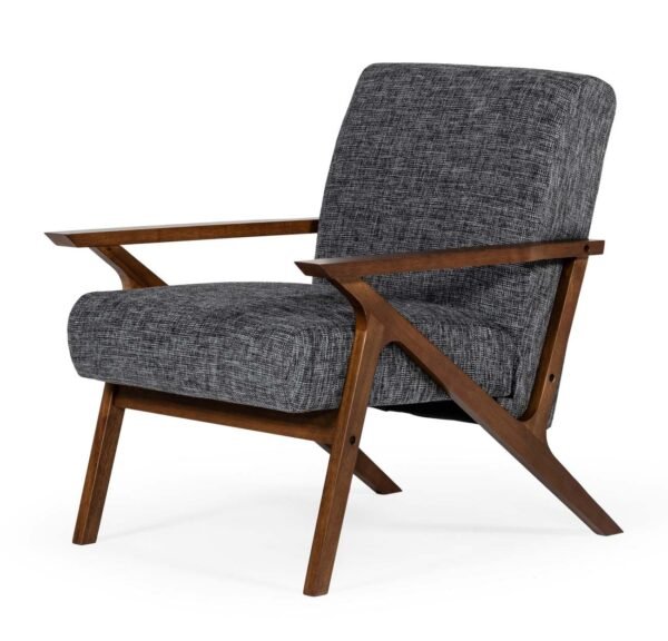 Modrest Candea - Mid-Century Walnut and Grey Accent Chair - Image 5