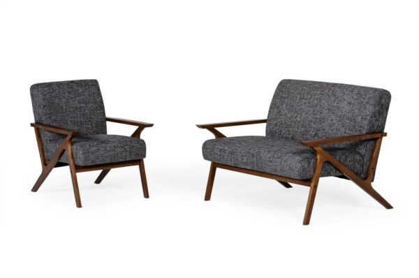 Modrest Candea - Mid-Century Walnut and Grey Accent Chair - Image 3