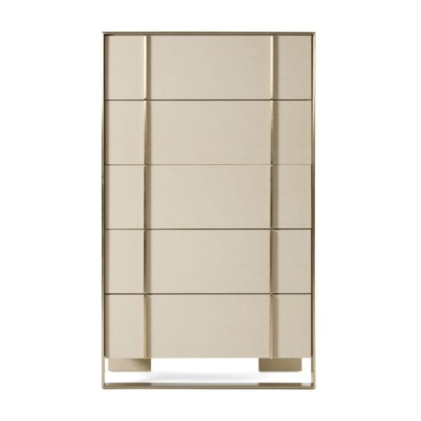 Nova Domus Cartier - Modern Beige Shagreen and Brushed Brass Chest