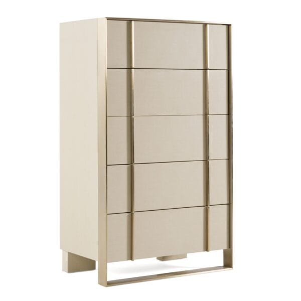 Nova Domus Cartier - Modern Beige Shagreen and Brushed Brass Chest - Image 2