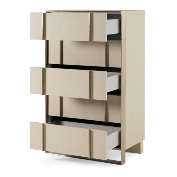 Nova Domus Cartier - Modern Beige Shagreen and Brushed Brass Chest - Image 5