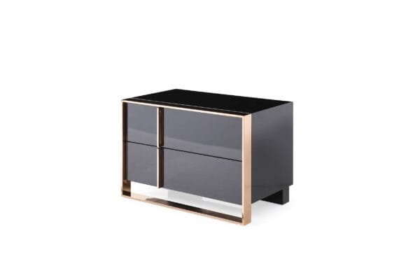 Nova Domus Cartier - Eastern King Modern Black + Rose Gold Bed + Nightstands - Image 3