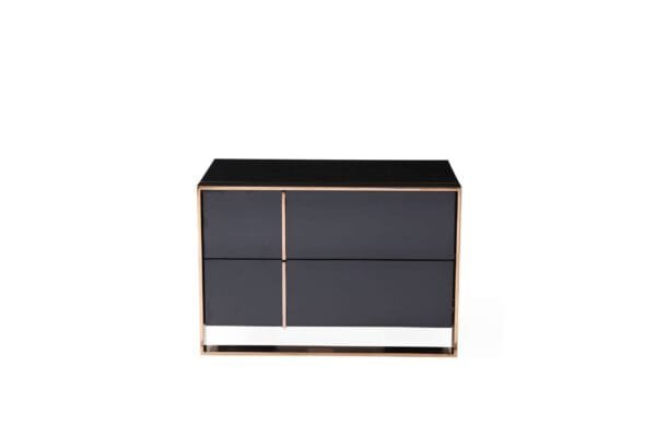 Nova Domus Cartier - Eastern King Modern Black + Rose Gold Bed + Nightstands - Image 4
