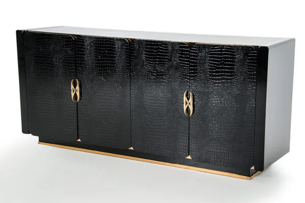 A&X Talin Modern Black Crocodile & Rosegold Buffet - Image 2