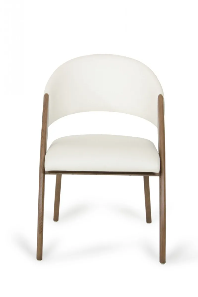 Modrest Lucas Mid-Century Cream & Walnut Dining Chair