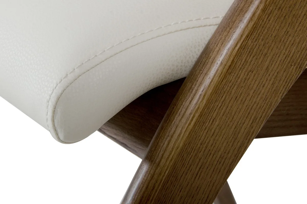 Modrest Lucas Mid-Century Cream & Walnut Dining Chair - Image 4