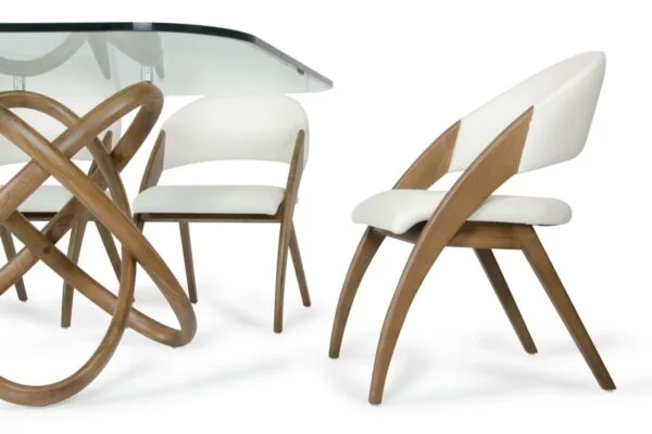Modrest Lucas Mid-Century Cream & Walnut Dining Chair - Image 5