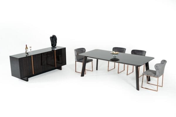Modrest Chadwick Modern Ebony & Rosegold Dining Table - Image 3