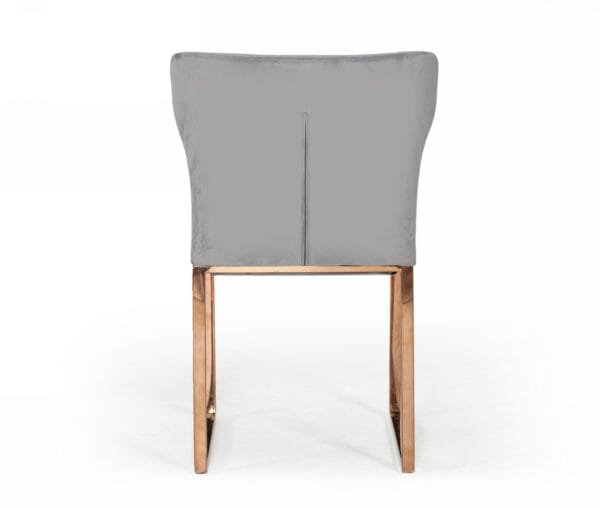 Modrest Chadwick Modern Grey Velvet & Rosegold Dining Chair - Image 2