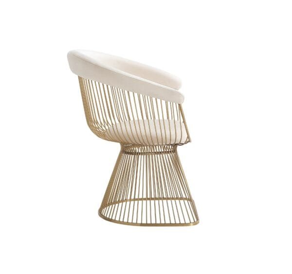 Modrest Chandler - Modern Beige Velvet & Gold Dining Chair - Image 2