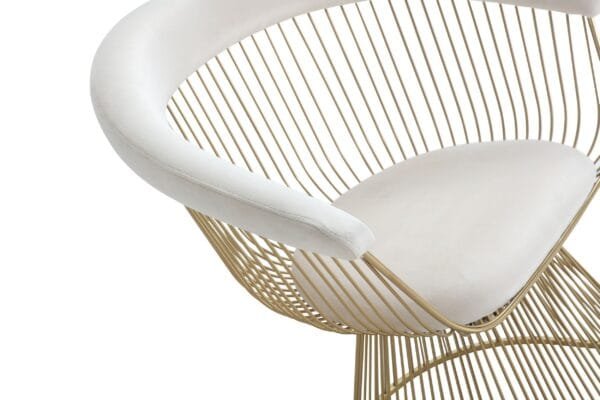 Modrest Chandler - Modern Beige Velvet & Gold Dining Chair - Image 4