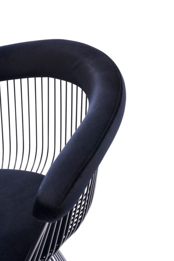 Modrest Chandler - Modern Black Velvet & Black Stainless Steel Dining Chair - Image 5