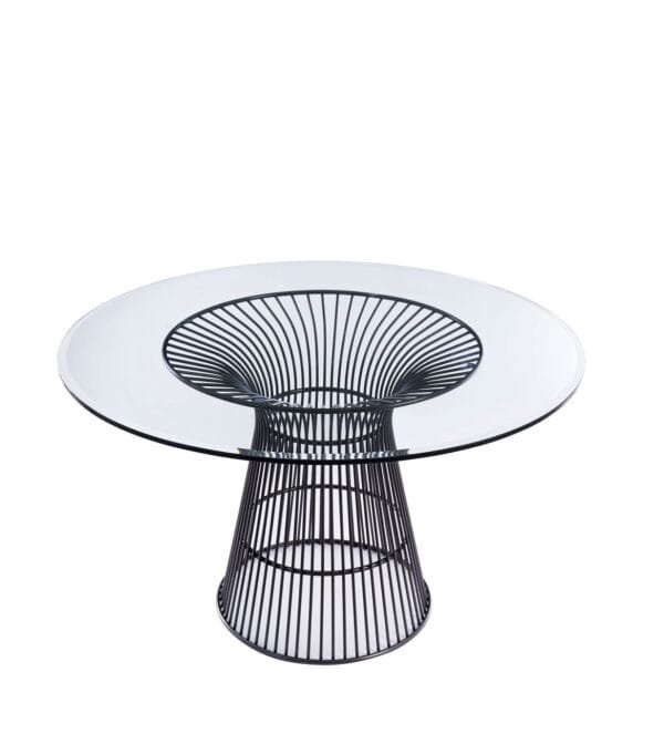 Modrest Chandler - Modern Round Glass & Black Stainless Steel Dining Table
