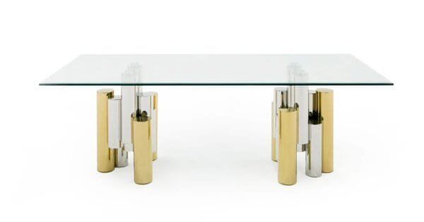 Modrest Chariot - Modern Glass and Silver Mix Gold Rectangular Dining Table - Image 3