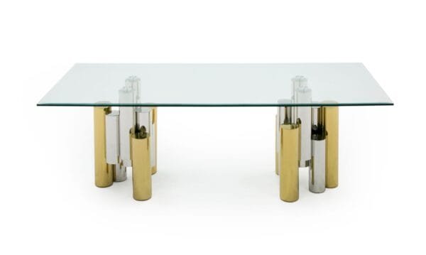 Modrest Chariot - Modern Glass and Silver Mix Gold Rectangular Dining Table - Image 4