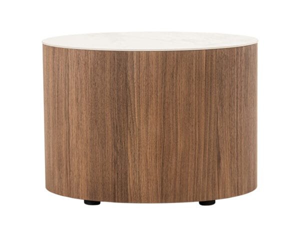 Modrest Chelton - Contemporary White Ceramic & Walnut Oval Nightstand - Image 4