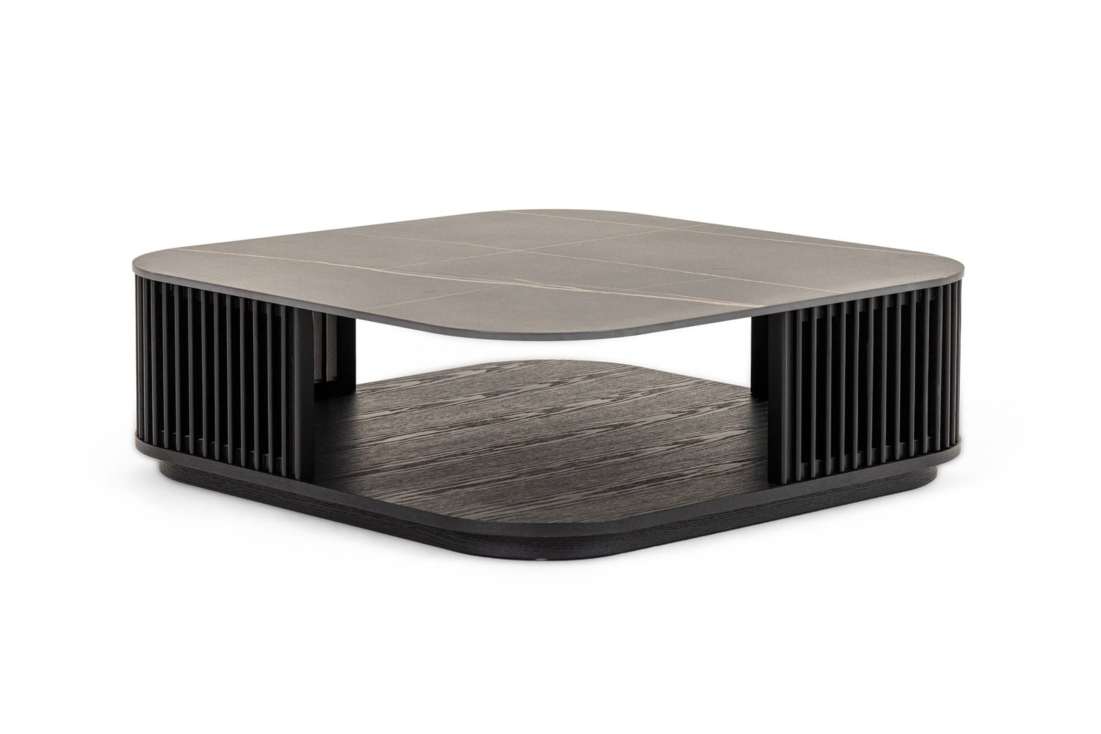 Modrest Chip - Modern Black Ceramic + Black Ash Square Coffee Table 1 Modrest Chip - Modern Black Ceramic + Black Ash Square Coffee Table