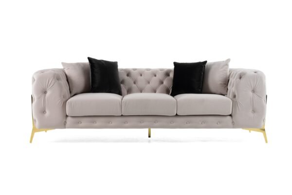 Divani Casa Clarice - Transitional Light Beige Velvet Sofa