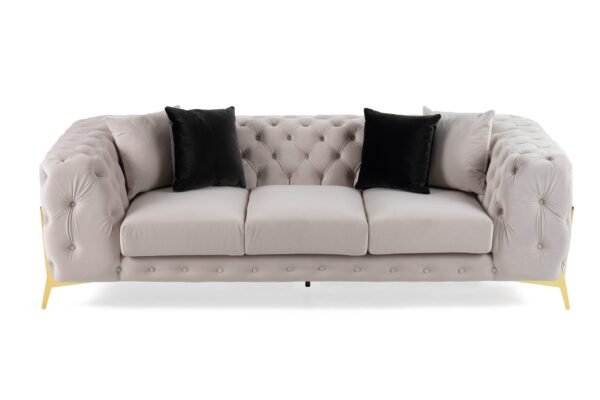 Divani Casa Clarice - Transitional Light Beige Velvet Sofa - Image 2