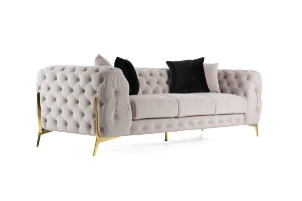 Divani Casa Clarice - Transitional Light Beige Velvet Sofa - Image 3