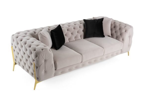 Divani Casa Clarice - Transitional Light Beige Velvet Sofa - Image 4