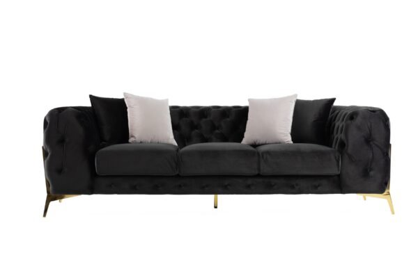 Divani Casa Clarice - Transitional Black Velvet Sofa