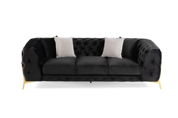 Divani Casa Clarice - Transitional Black Velvet Sofa - Image 2