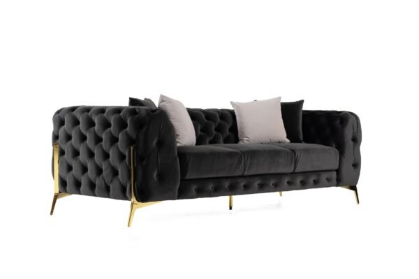 Divani Casa Clarice - Transitional Black Velvet Sofa - Image 3